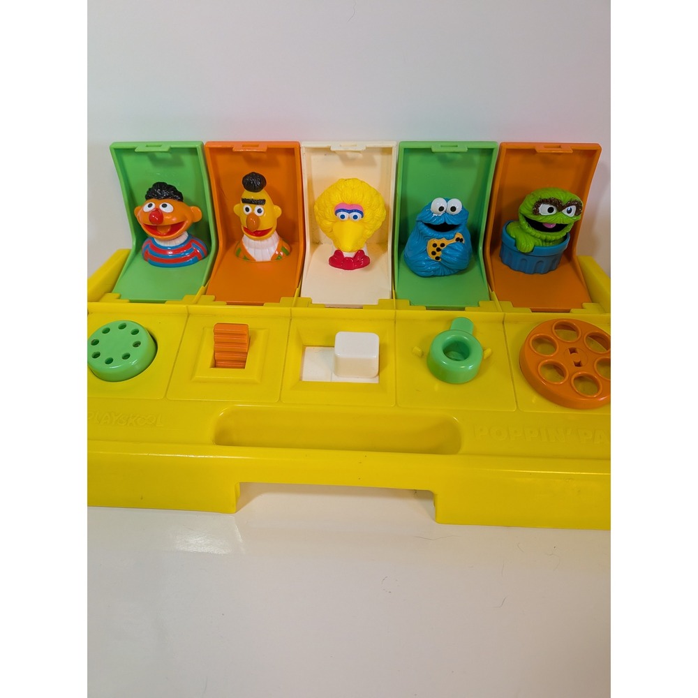Vintage Playskool Poppin Pals Sesame Street Pop Up Toy Ernie Bert Big Bird 1980s